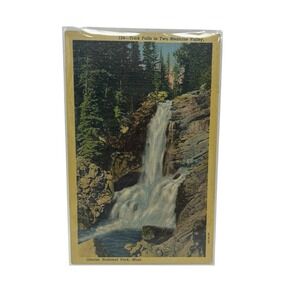 Trick Falls Two Medicine Valley Glacier National Park Vintage Linen‎ Postcard